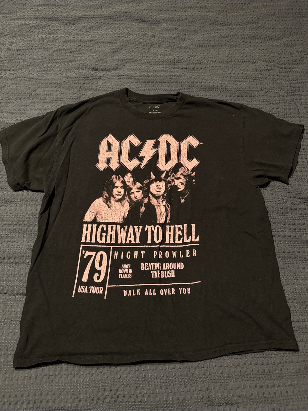 AC/DC Black Short Sleeve Tee with Pink Graphic